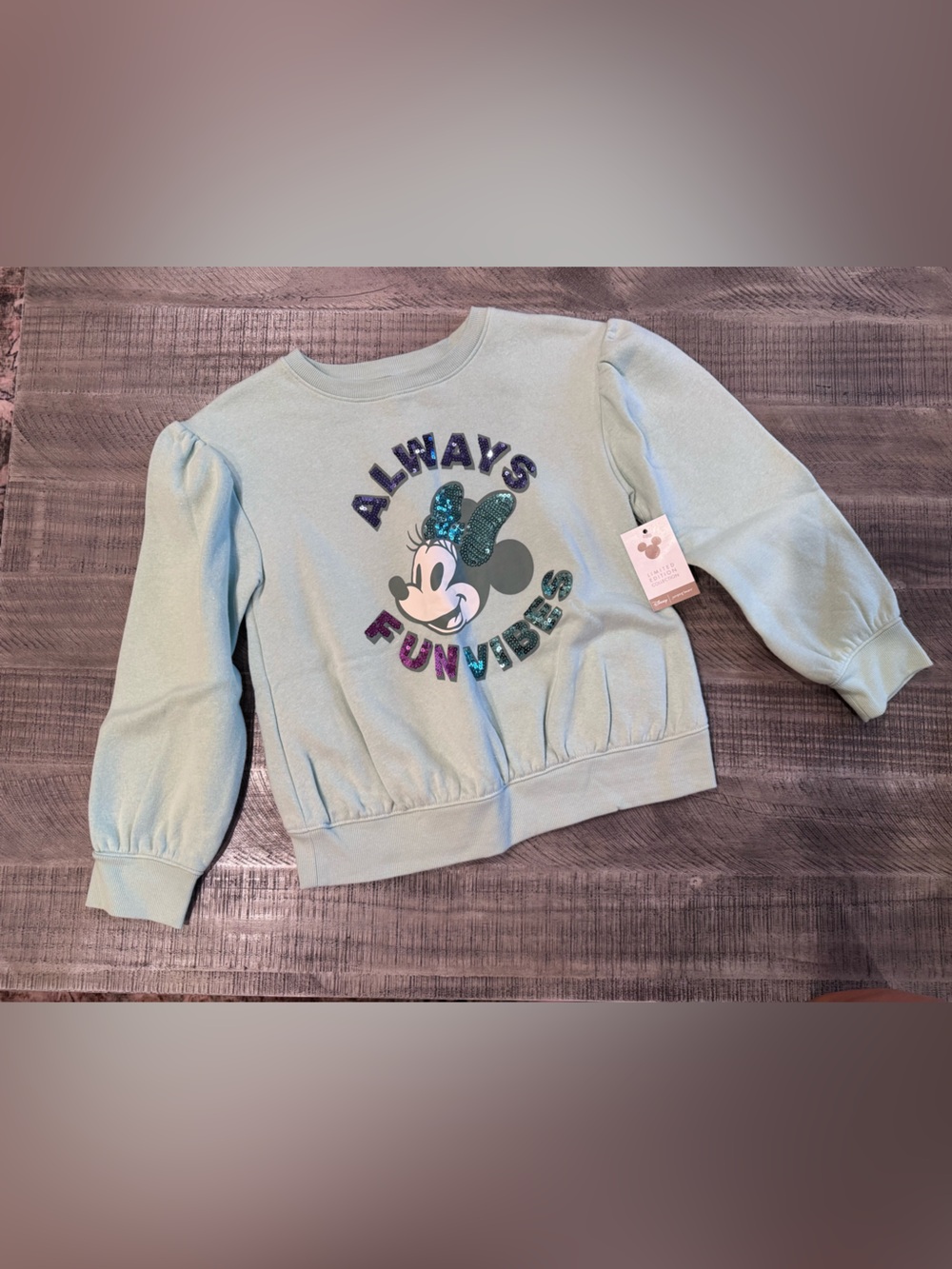 Disney Mint Green Minnie Mouse sweatshirt- size 8